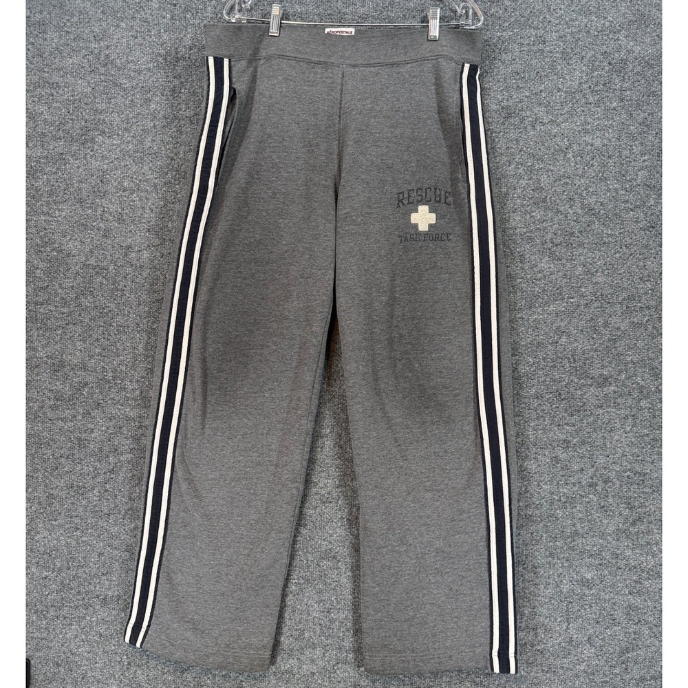 Vintage Aeropostale Sweatpants Men Large Gray Rescue Task Force Stripe Y2K Baggy